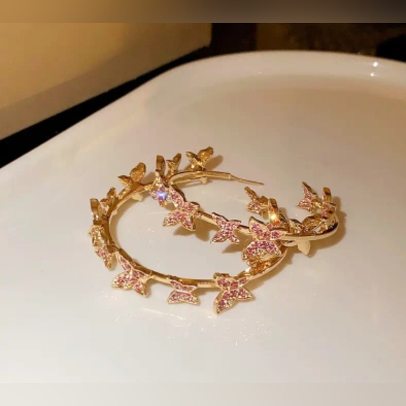 Butterfly Hoop Earrings - Picture 4 of 5